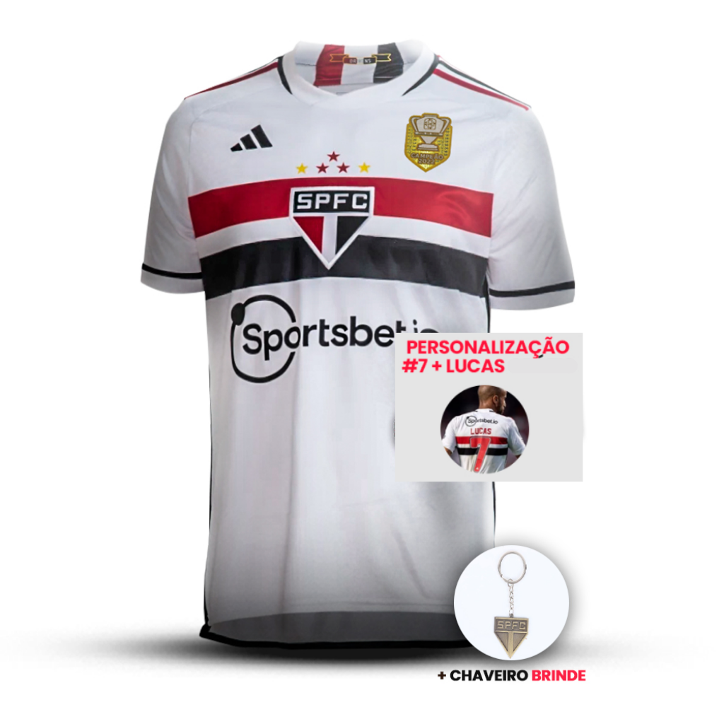 Camisa São Paulo Home 23/24 - Adidas Torcedor Masculina - Patch Campeão da Copa do Brasil