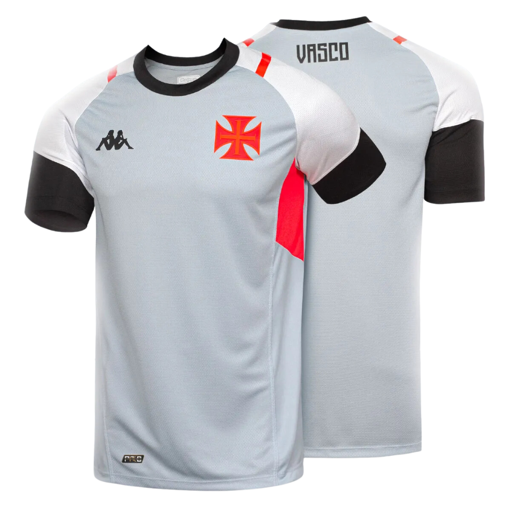 Camisa Vasco da Gama Treino 23/24 - Kappa Torcedor Masculina - Cinza